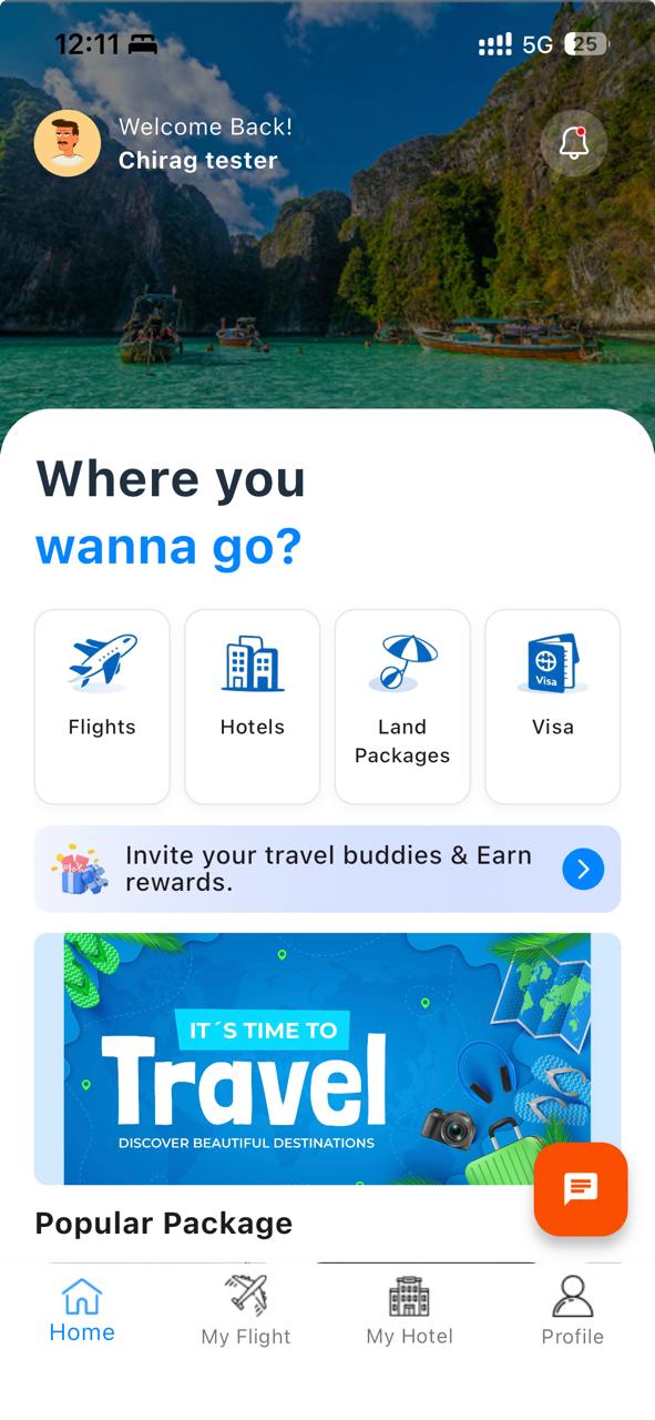 ScanMyFlight mobile app home screen